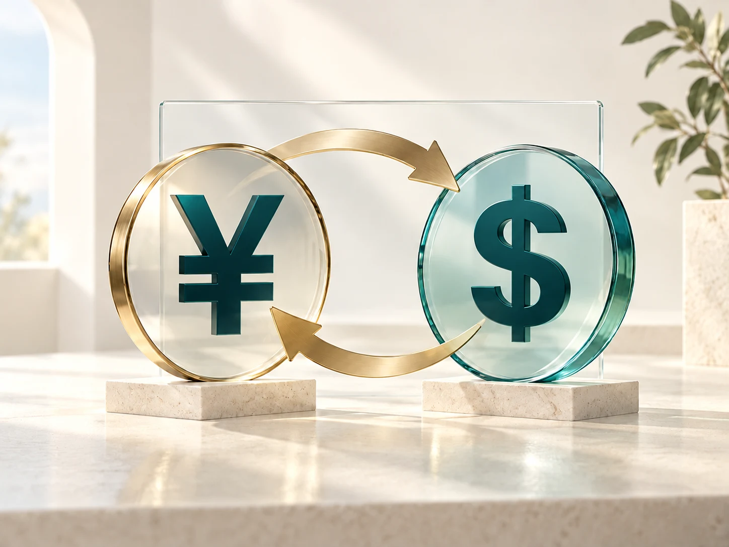 円とドルを交換する矢印